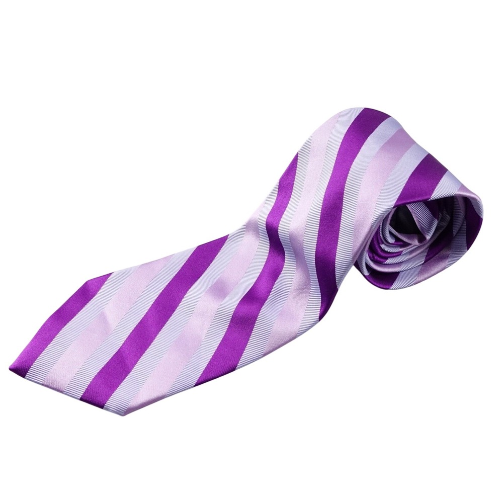 Brooks Brothers Makers Striped Silk Cotton Blend Tie Purple Lavender White